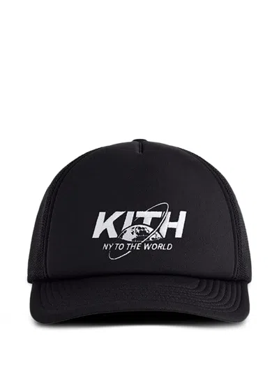 Kith Ny To The World Nolan Logo Trucker Hat In Black