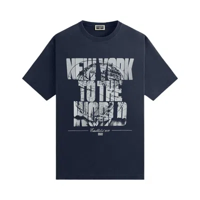 Pre-owned Kith Ny To The World Unisphere Vintage Tee 'nocturnal' | Blue | Men's Size Xs