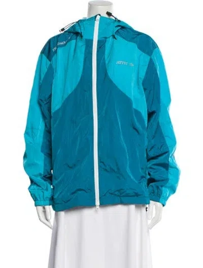Pre-owned Kith Nylon Colorblock Pattern Bomber Jacket In Blue