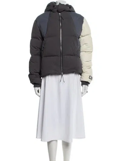 Pre-owned Kith Nylon Colorblock Pattern Down Jacket In Grey