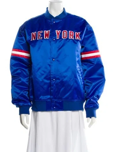 Pre-owned Kith Nylon Graphic Print Bomber Jacket W/ Tags In Blue