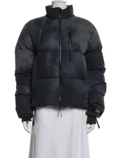 Pre-owned Kith Nylon Patterned Down Jacket In Blue