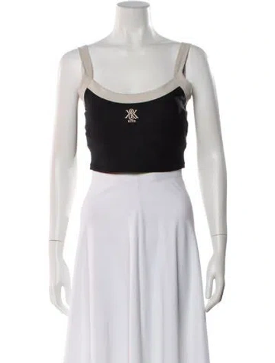 Pre-owned Kith Nylon Scoop Neck Crop Top In Black