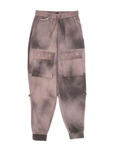 Pre-owned Kith Nylon Tie-dye Print Sweatpants In Grey/purple