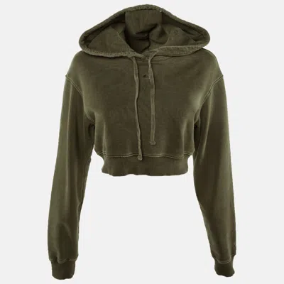 Kith Olive Green Cotton Alexa Cropped Hoodie