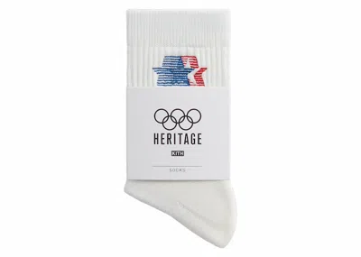 Pre-owned Kith Olympics Heritage Los Angeles Mid Crew Sock In Silk