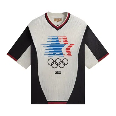 Pre-owned Kith Olympics Heritage Mesh Darin Warm Up Shirt 'silk' | White | Men's Size M