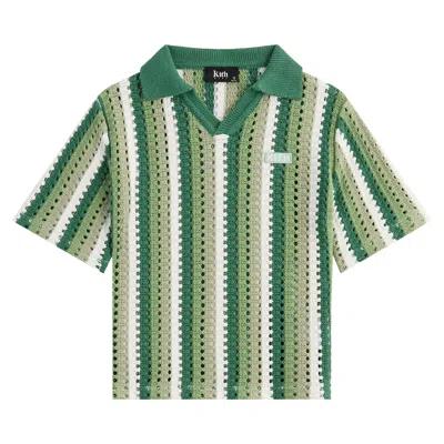 Pre-owned Kith Open Knit Pullover Polo 'sage' | Green | Kid's Size S