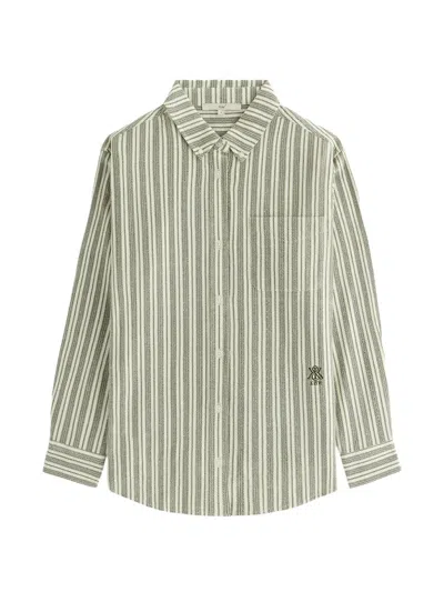 Kith Ora Ii Vertical-stripe Shirt In Green