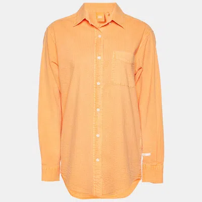 Pre-owned Kith Orange Cotton Seersucker Ora Button Down Shirt Xs