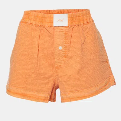 Pre-owned Kith Orange Seersucker Cotton Elasticized Waist Shorts S