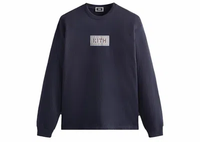Pre-owned Kith Ornamental Hebrew Long Sleeve Tee Shirt In Nocturnal In Black