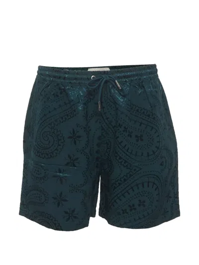Pre-owned Kith Paisley Jacquard Shorts In Green