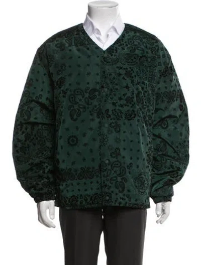 Pre-owned Kith Paisley Print Bomber Jacket W/ Tags In Green