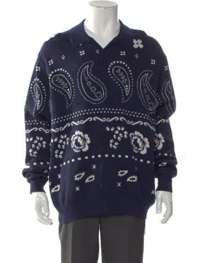 Pre-owned Kith Paisley Print Collar Cardigan In Blue