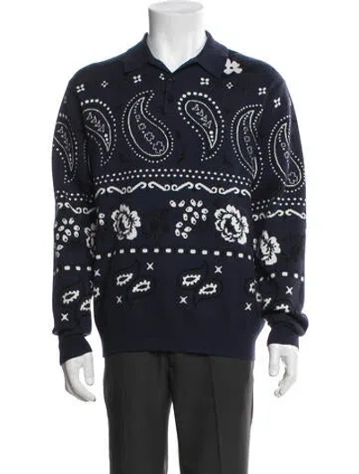 Pre-owned Kith Paisley Print Crew Neck Polo Shirt In Blue