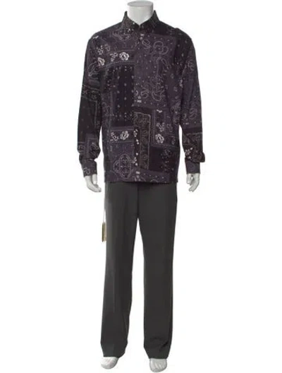 Pre-owned Kith Paisley Print Long Sleeve Shirt W/ Tags In Gray