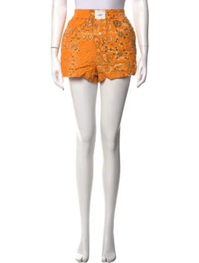 Pre-owned Kith Paisley Print Mini Shorts In Orange
