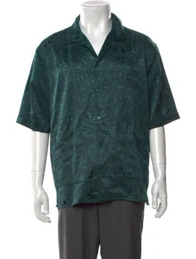 Pre-owned Kith Paisley Print Short Sleeve Shirt In Green