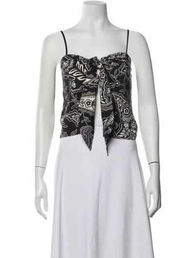Pre-owned Kith Paisley Print Square Neckline Crop Top In Black