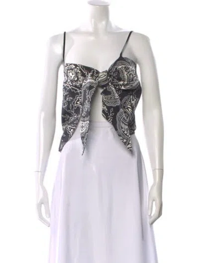 Pre-owned Kith Paisley Print Square Neckline Crop Top In White