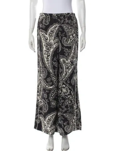 Pre-owned Kith Paisley Print Wide Leg Pants In Black