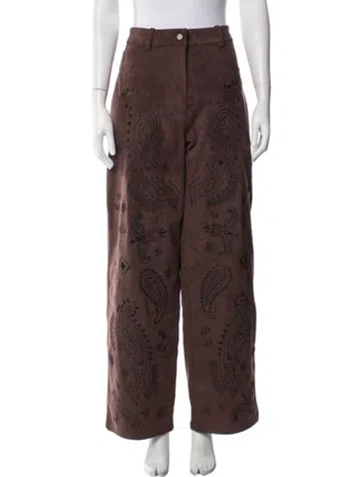 Pre-owned Kith Paisley Print Wide Leg Pants W/ Tags In Brown