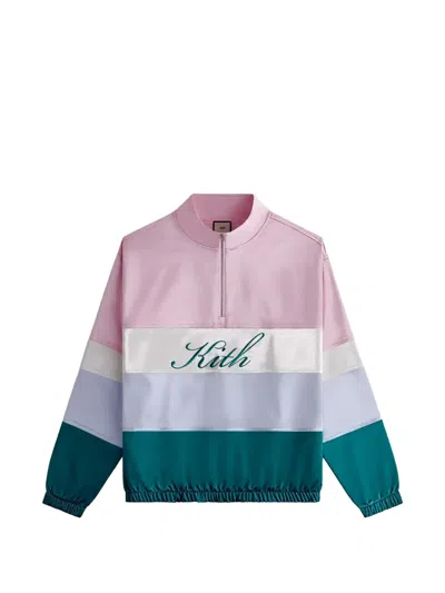 Kith Panelled Quarter-zip Sweater In Pink