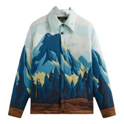 Kith Patchwork Brixton Puffed Shirt Jacket 'helium' In Blue