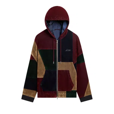 Pre-owned Kith Patchwork Flocked Denim Nyx Hooded Jacket 'essence' | Red | Men's Size M