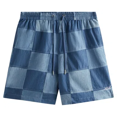 Pre-owned Kith Patchwork Indigo Active Short 'indigo' | Multi-color | Men's Size Xs