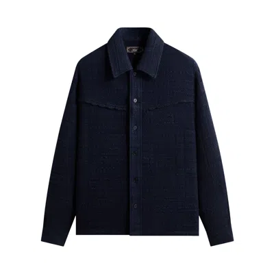 Pre-owned Kith Patchwork Tweed Johnson Shirt 'nocturnal' | Blue | Men's Size Xl