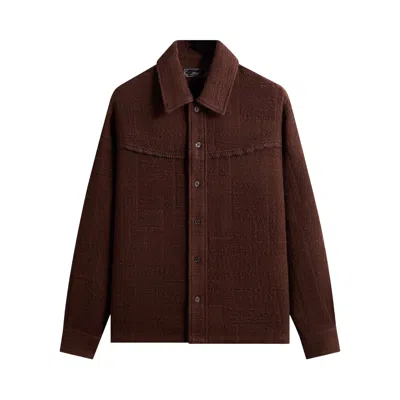 Pre-owned Kith Patchwork Tweed Johnson Shirt 'saddle' | Red | Men's Size Xxl