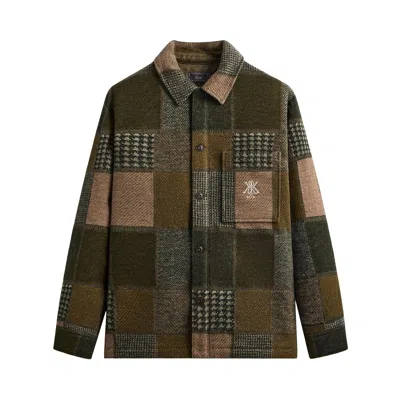 Pre-owned Kith Patchwork Wool Coaches Jacket 'chelonian' | Green | Men's Size Xs