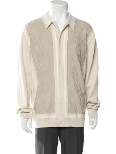 Pre-owned Kith Patterned Collar Cardigan W/ Tags In Neutrals