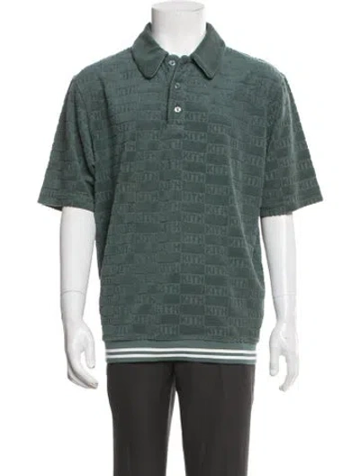 Pre-owned Kith Patterned Collar Polo Shirt In Green