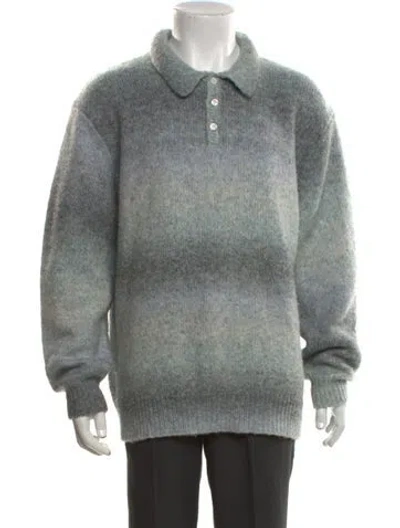 Pre-owned Kith Patterned Collar Polo Sweater In Grey