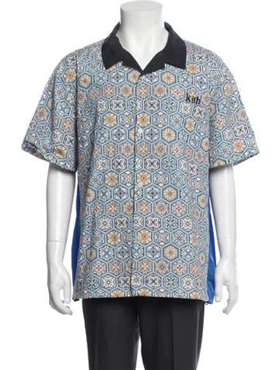 Pre-owned Kith Patterned Short Sleeve Shirt In Blue
