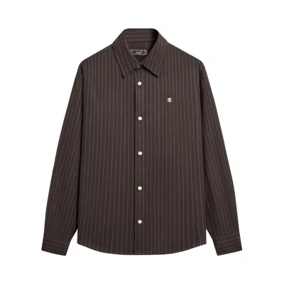 Pre-owned Kith Pinstripe Flannel Tamlin Buttondown Shirt 'clever' | Brown | Men's Size Xxl