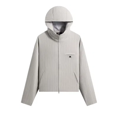 Pre-owned Kith Pinstripe Matteo Zip Up Hoodie 'light Heather Grey' | Men's Size Xl In Gray