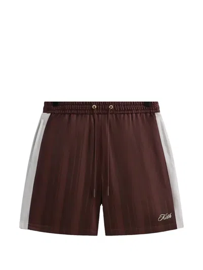 Kith Pinstripe Tricot Shorts In Brown