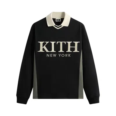 Pre-owned Kith Pique Long-sleeve Tap Polo 'black' | Men's Size M