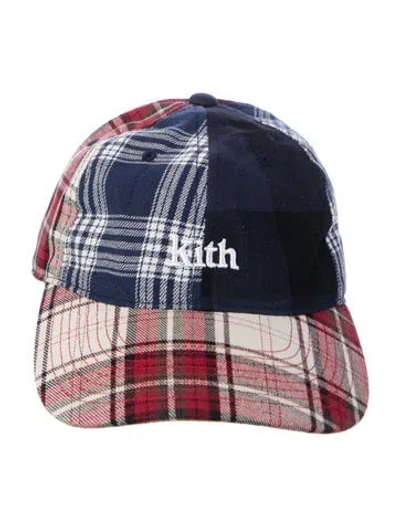 Pre-owned Kith Plaid Logo Embroidered Cap W/tags In Red
