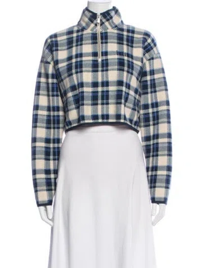 Pre-owned Kith Plaid Print Bomber Jacket In Blue