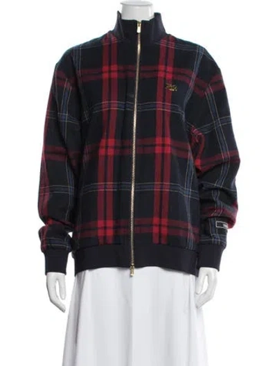 Pre-owned Kith Plaid Print Bomber Jacket In Blue