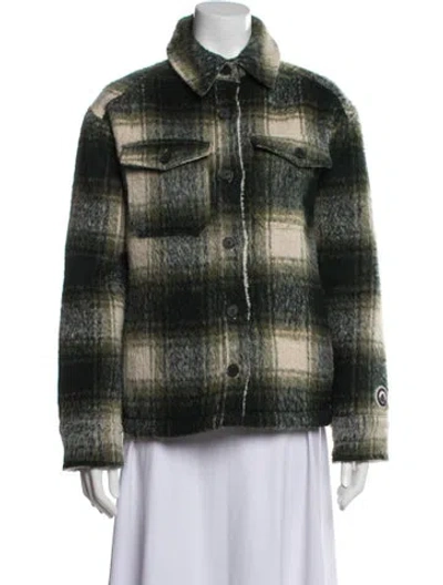 Pre-owned Kith Plaid Print Coat In Green