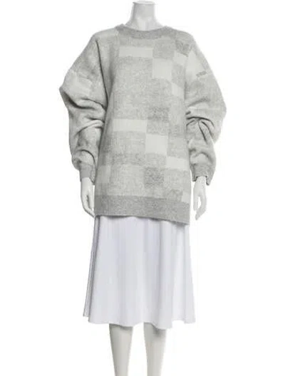 Pre-owned Kith Plaid Print Crew Neck Sweater In Grey