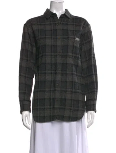 Pre-owned Kith Plaid Print Long Sleeve Button-up Top In Multicolor