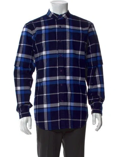 Pre-owned Kith Plaid Print Long Sleeve Shirt In Blue