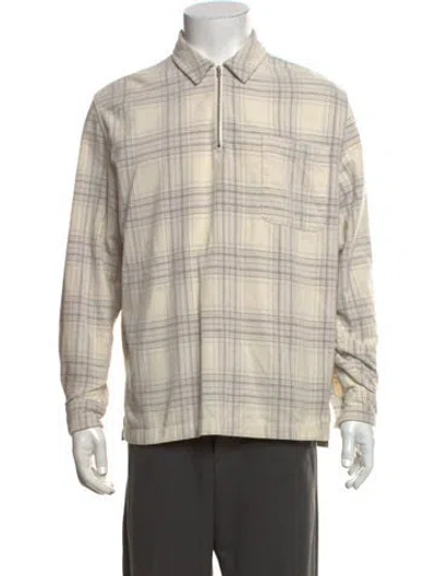 Pre-owned Kith Plaid Print Mock Neck Polo Sweater In Neutrals